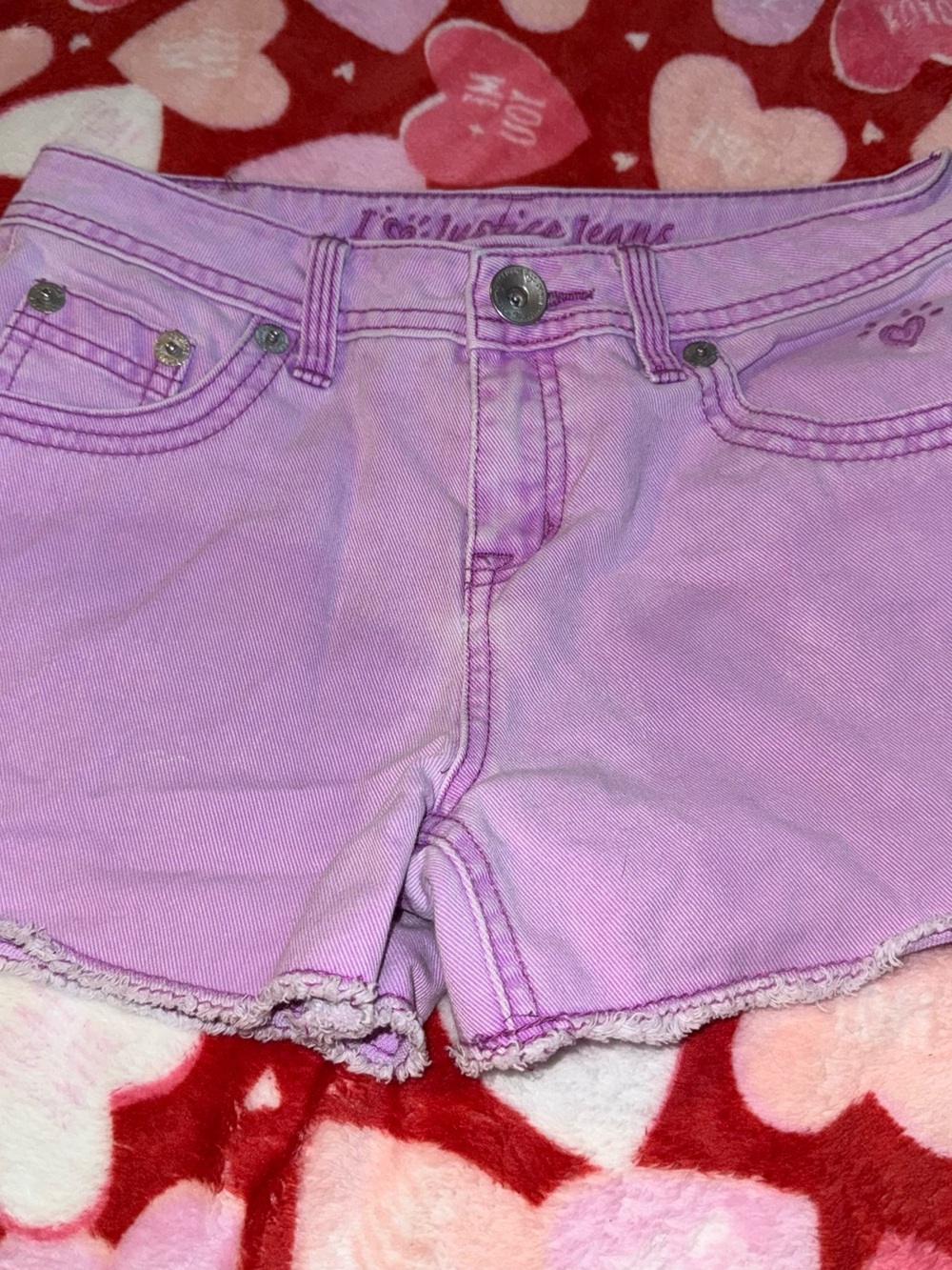 Justice Girls Size 12R Purple Simply Low Denim Shorts